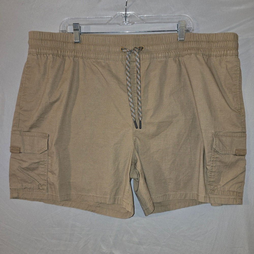 Eddie Bauer Cargo Shorts 2XL Womens Tan Ripstop Elastic Waist Drawstring Utility